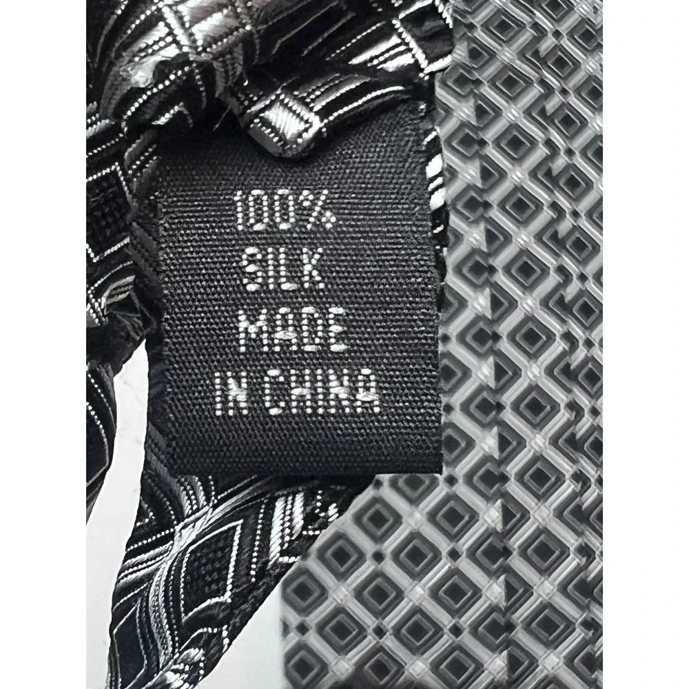 Robert Talbott Protocol‎ Pure Silk Cummerbund Bow Tie Set Geometric Black Silver